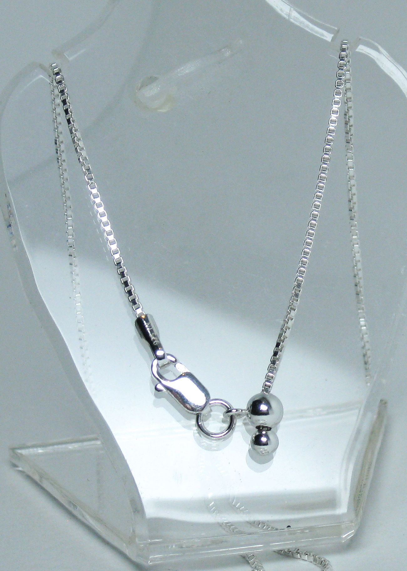 Adjustable Sterling Silver Box Chain 16 to 24 inches