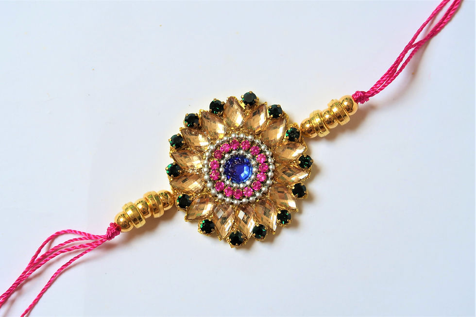 Detailed Kundan and Zircon Handmade Rakhi