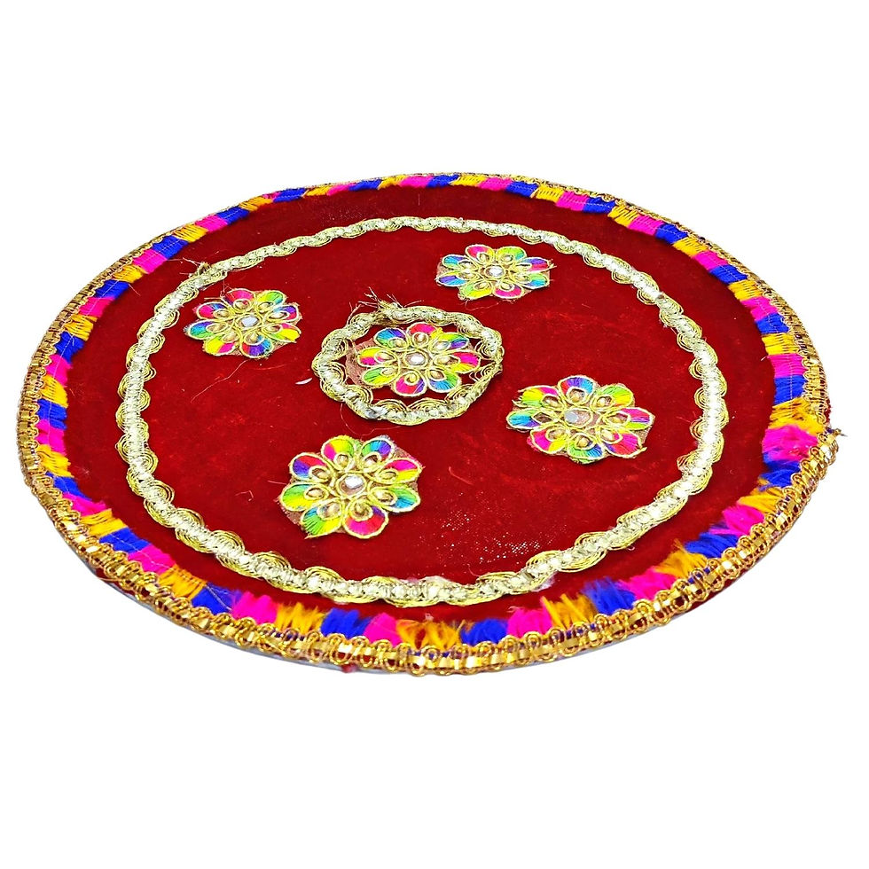 Thumbnail: Karwachauth Handcrafted Vibrant Multicolour Pooja Thaali Set