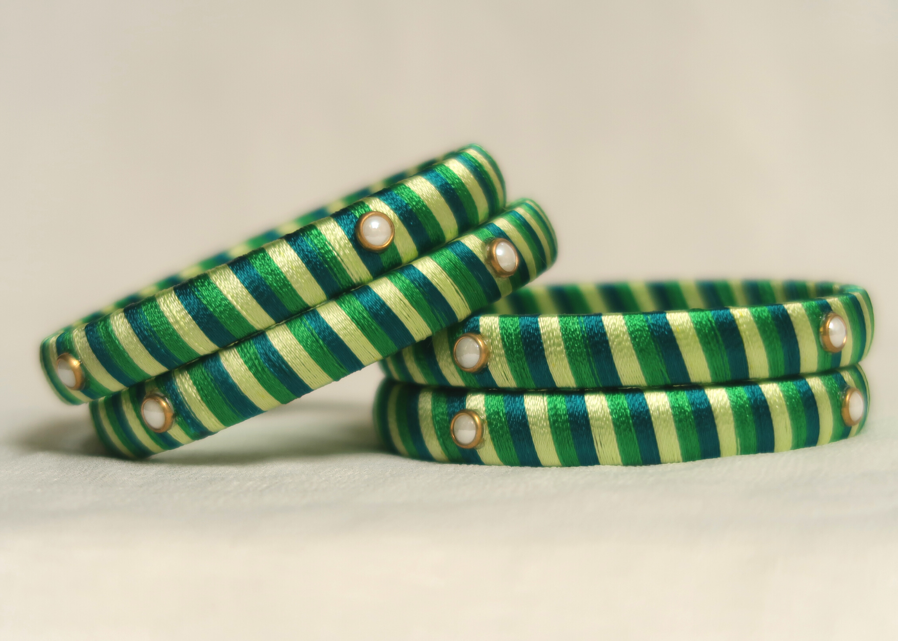 Multi Green Silk Kada (Set of 4)