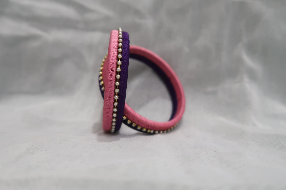 Thumbnail: Pearl-work Silk Kada (Set of 2)
