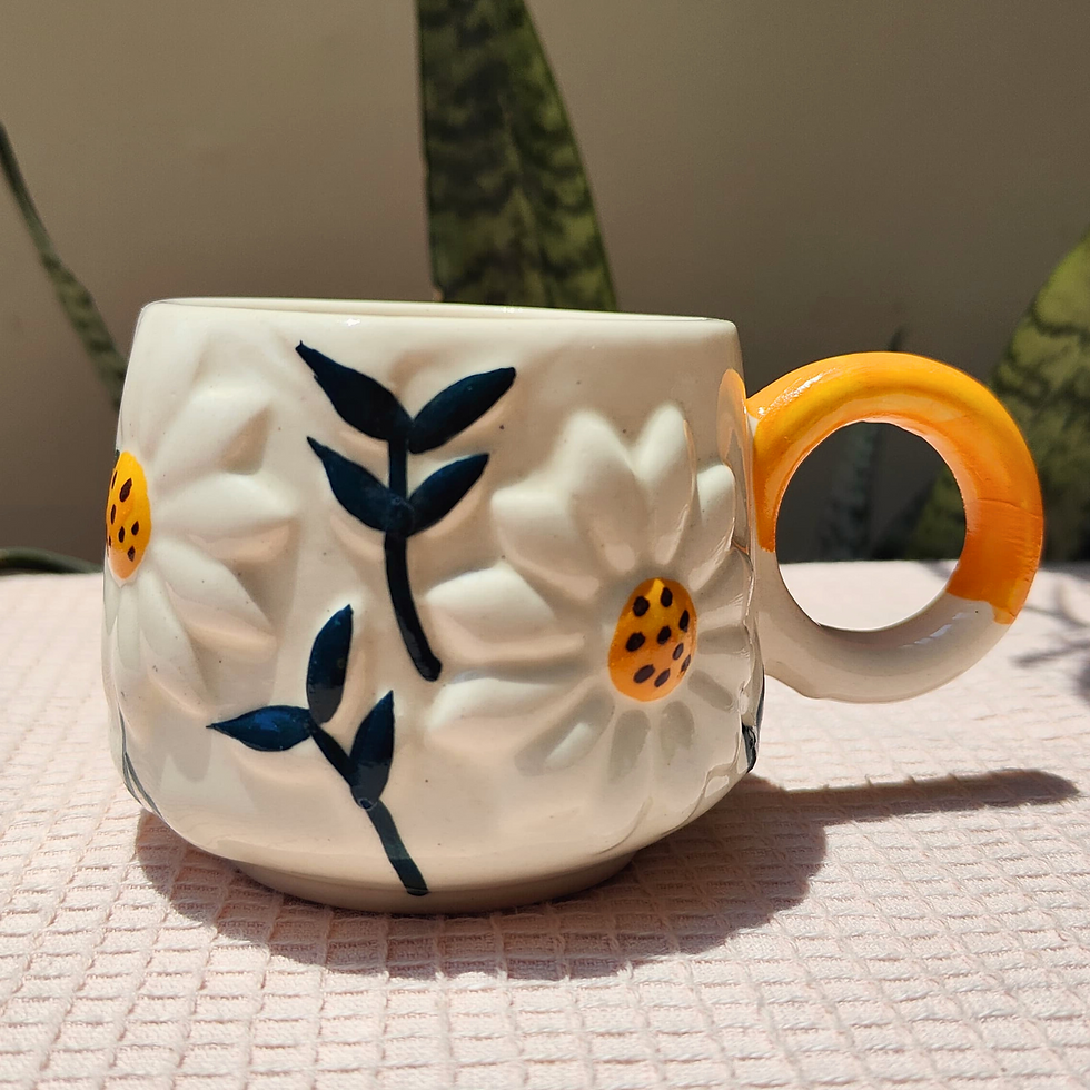 3D Daisy Ceramic Cup set of 2