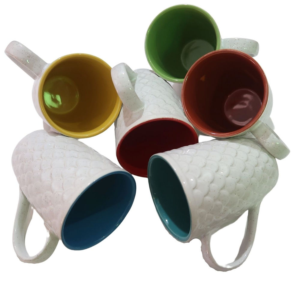 Thumbnail: Fish Scale Multicoloured Ceramic Coffee/Milk Mug