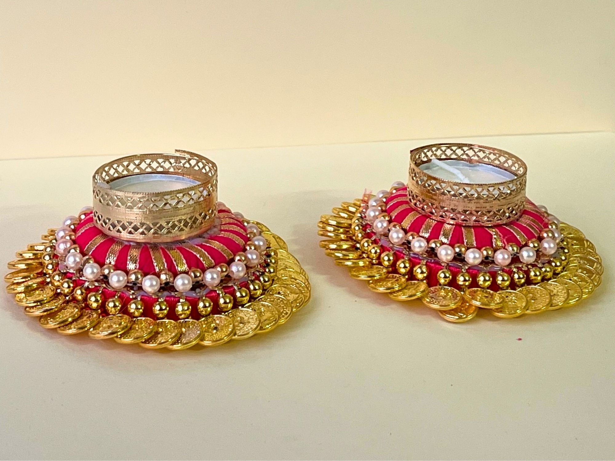 Handmade Reusable T-Light Candle Holder Ginni Pink - Set of 4