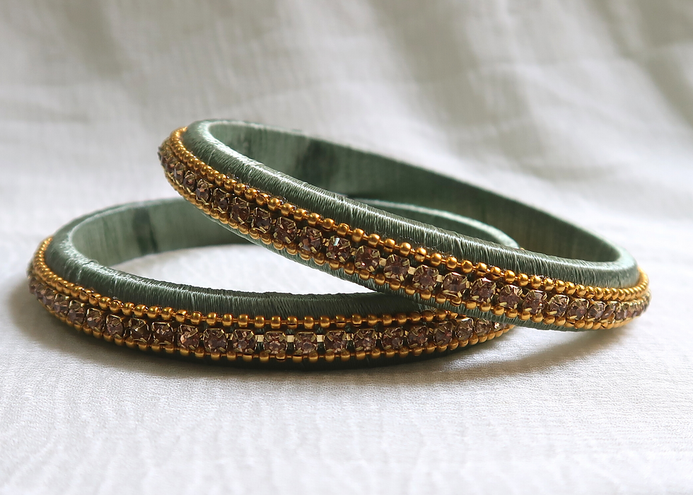 Thumbnail: Everyday Zircon Silk thread Kada (Set of 2)