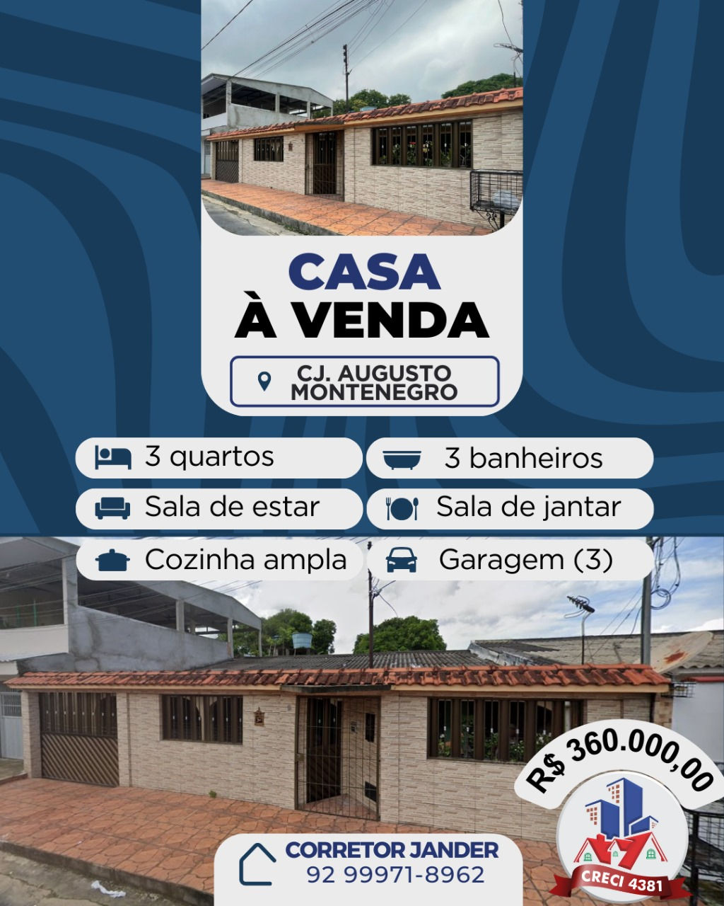 Casa à venda no Conjunto Augusto Montenegro