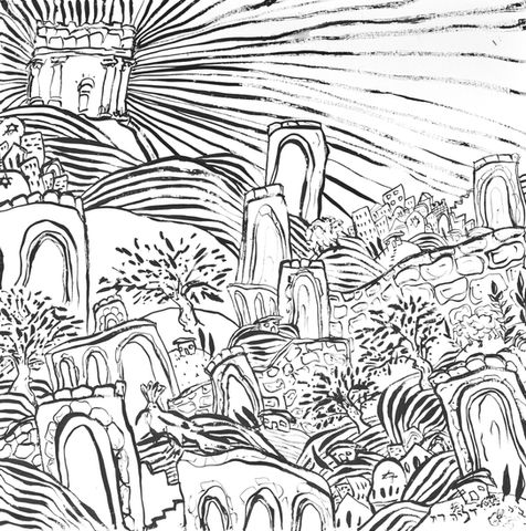 beis hamikdash, jewish artist, chabad art, lubavitch, chassidic art