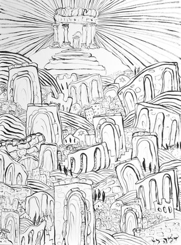yerushaim, jewish art, funky jewish art, chabad, beis hamikdash