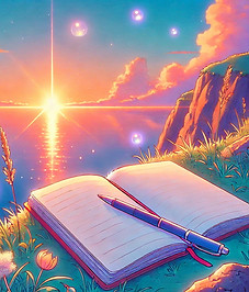 DALL·E 2024-11-07 13.47.36 - A peaceful, whimsical 90s anime-style illustration of a noteb