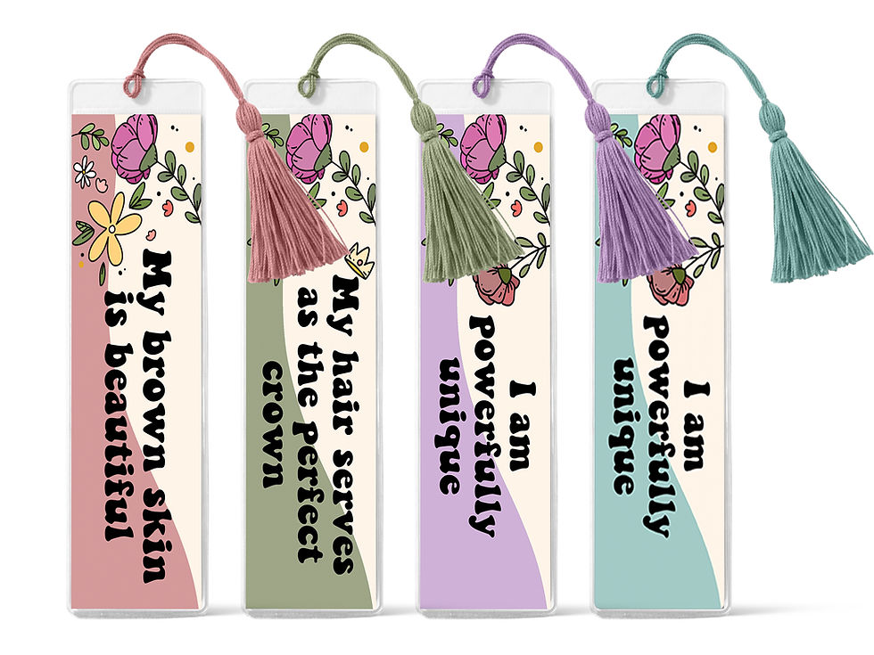 Affirmation bookmark set for Black girls promoting confidence, identity, and self-love inspired by Brown Skin Girl book