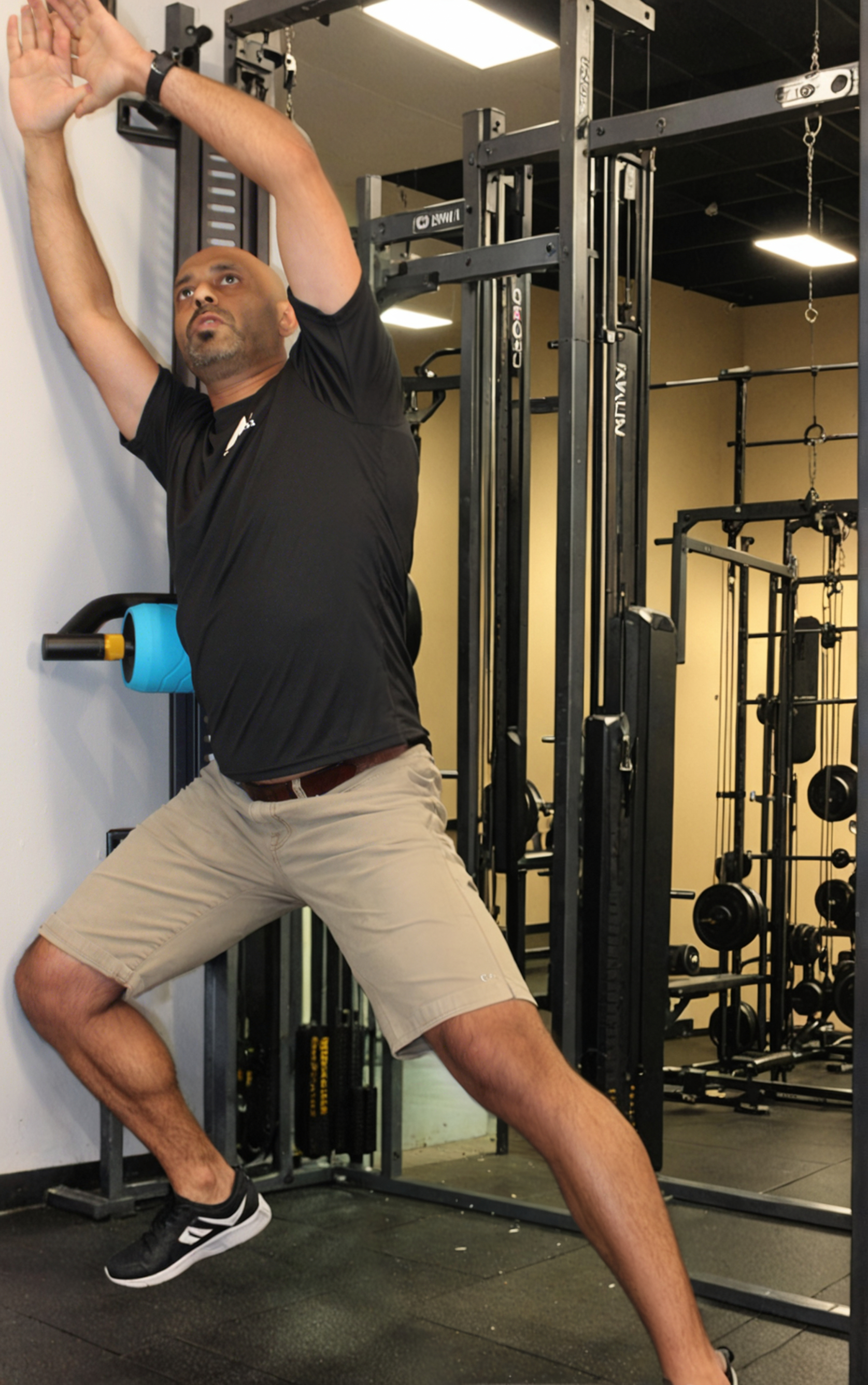 The actual TRS-120 wall-mounted roller being used in a gym