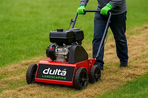 20250910_1329_Landscaper Operating Dethatcher_remix_01k4taknb5fg4axr1t3q2qw791.png