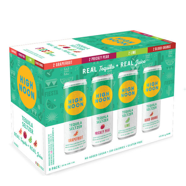 High Noon Fiesta Pack Seltzers Tequila and Soda 8-355ml Cans, 8-Pack