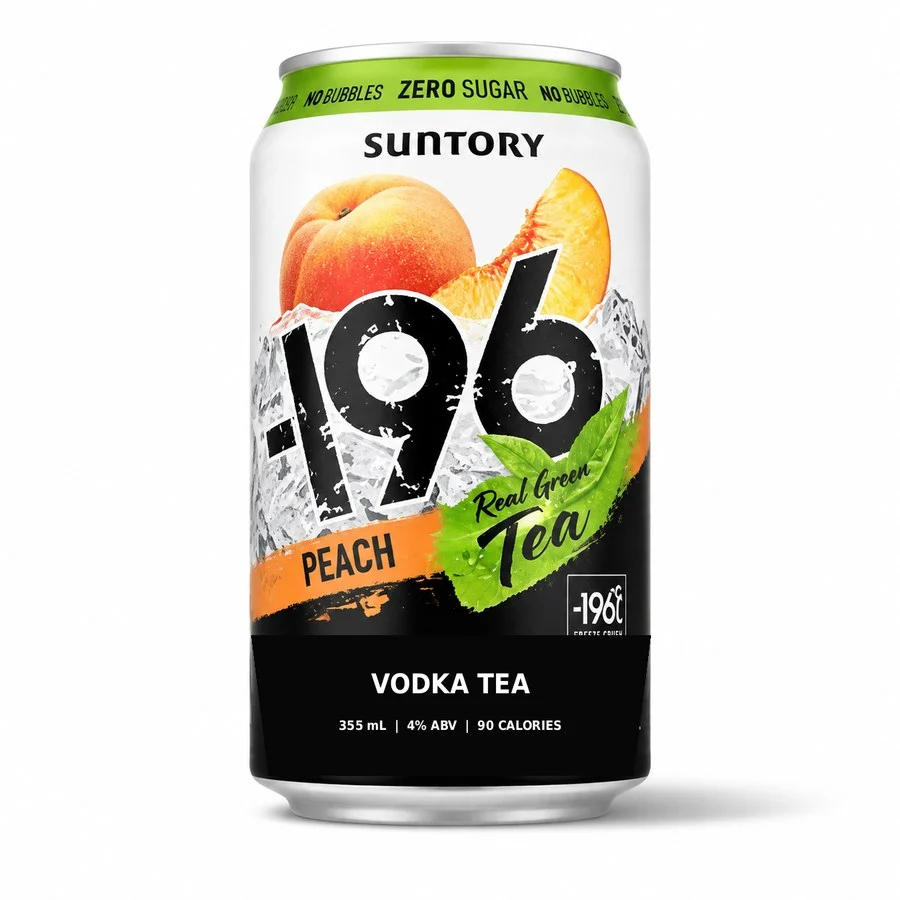 -196 Peach Green Tea Vodka Tea, 355 mL can