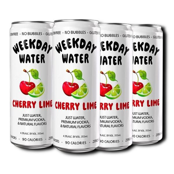Weekday Water No Bubbles Water Cherry Lime 4-355ml Cans, 4-Pack