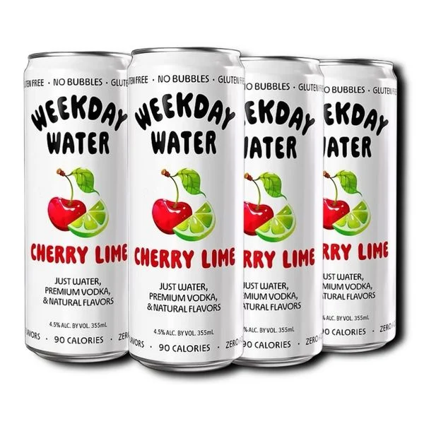 Weekday Water Cherry Lime Vodka Water 4-Pack, 4-pack