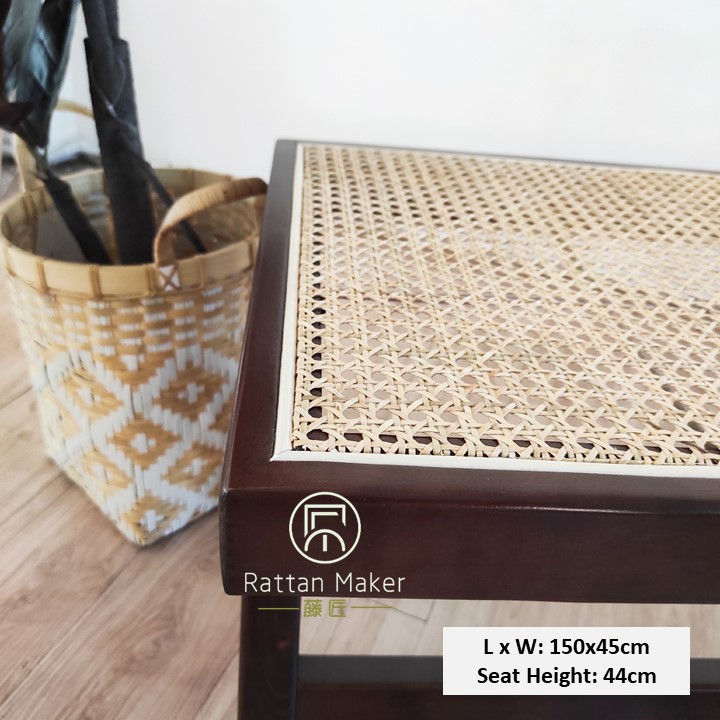 Thumbnail: Nordic Rattan Bench Stool Solid Wood Frame Show Changing Stool Leisure Rattan