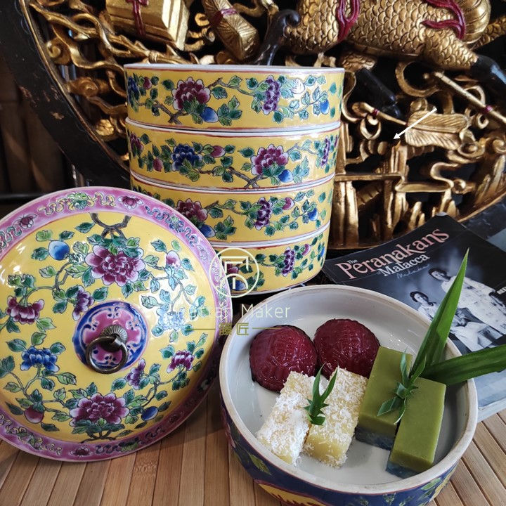 Thumbnail: Yellow Peranakan Tiffin -Peony Flower Design