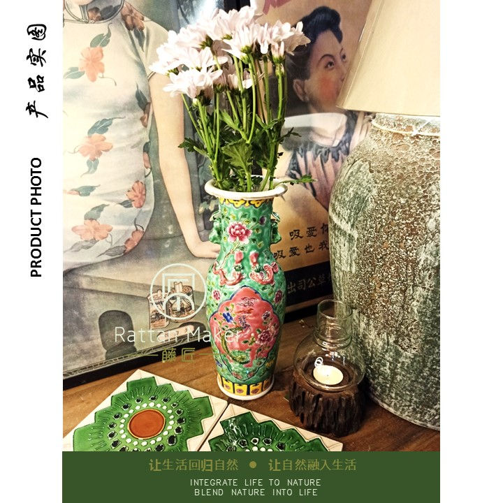 Thumbnail: Peranakan Baba Nyonya Handmade Handcrafted Ceramic Porcelain Vase for flower
