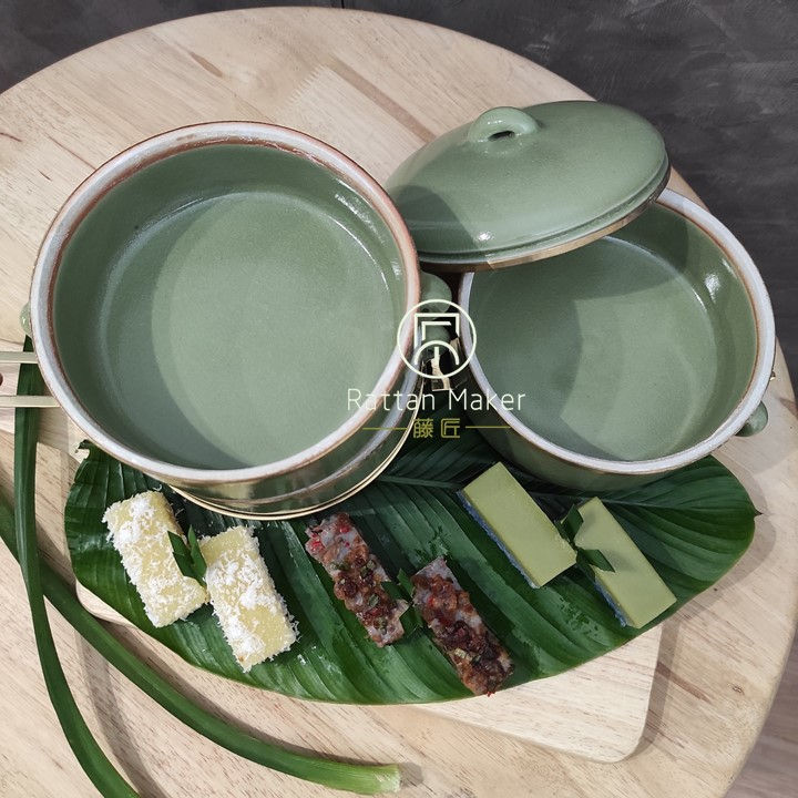 Thumbnail: [PT6] Mangkuk Tingkat Porselin / Porcelain Tiffin with Brass Handle /Lunch Box