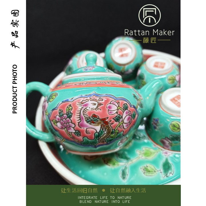 Thumbnail: Peranakan Teapot Tea Pot Baba Nyonya Decoration Antique Collection Antique Green