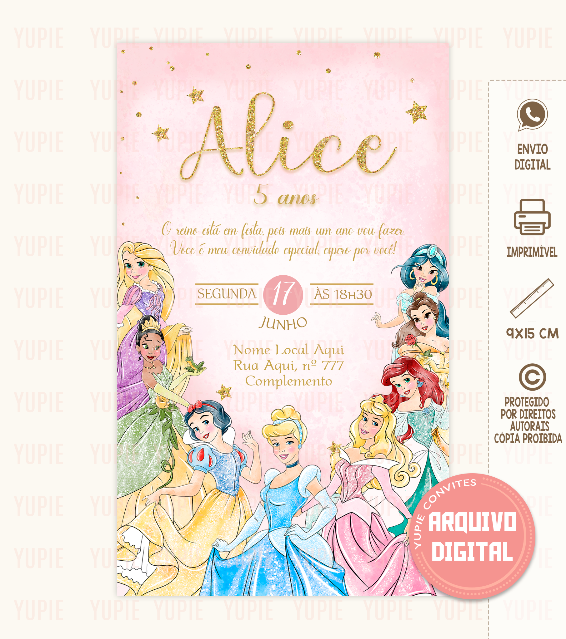 Convite Digital | Princesas Aquarela 02