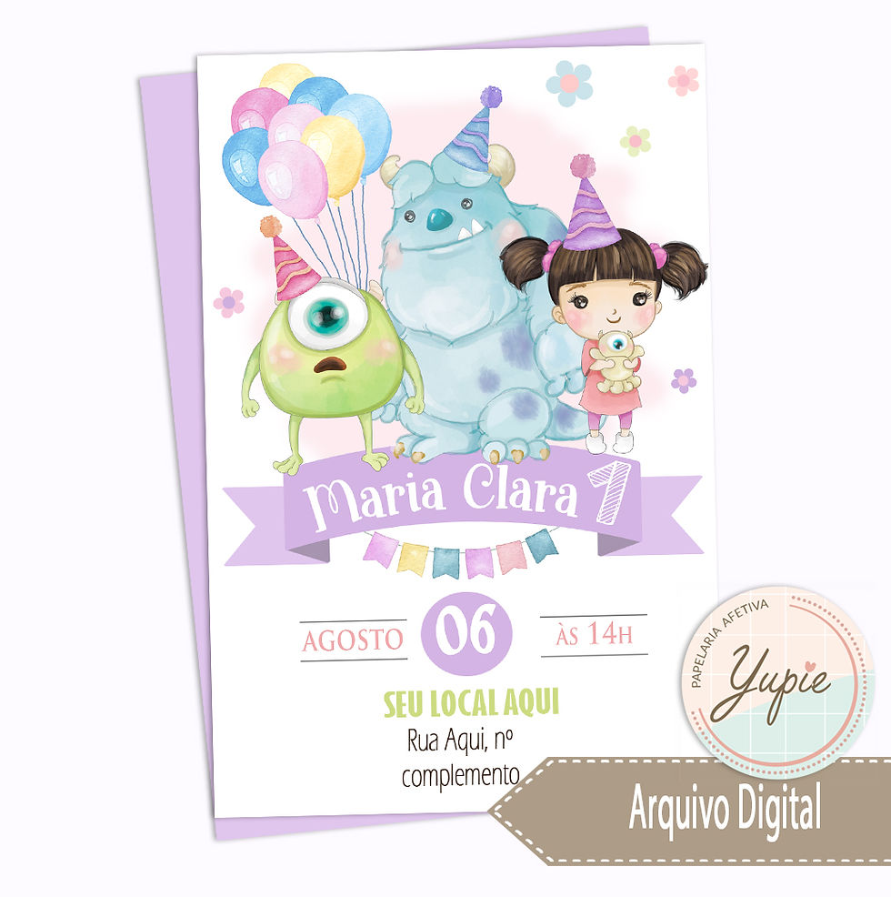 Convite Digital Monstro SA Lilás
