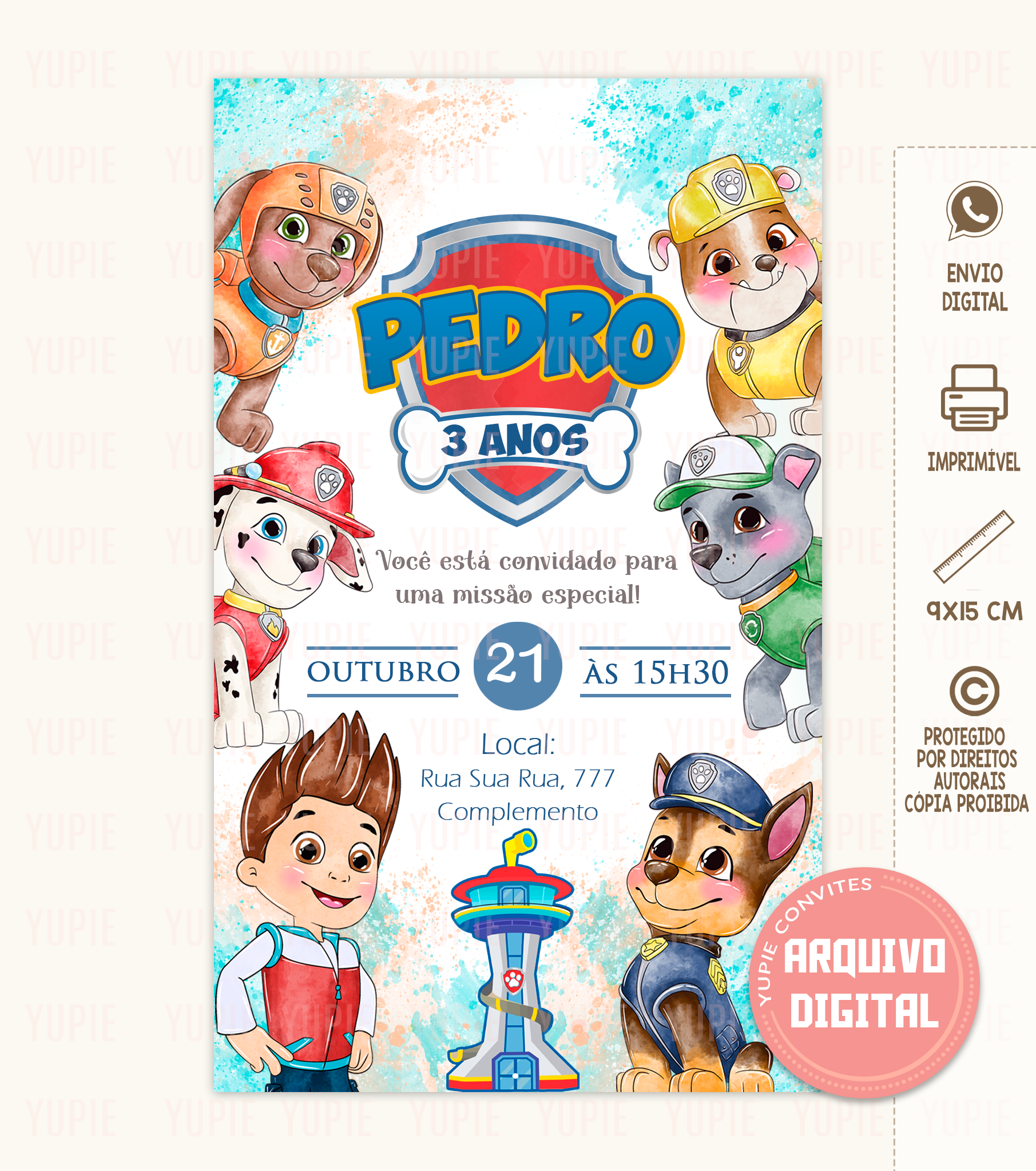 Convite Digital | Patrulha Canina Brasão Grande