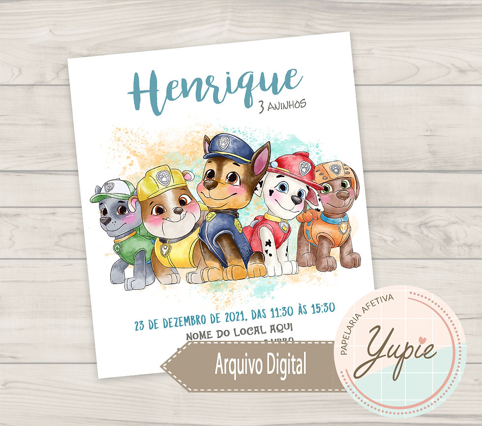 Convite Digital Patrulha Canina Quadrado 01