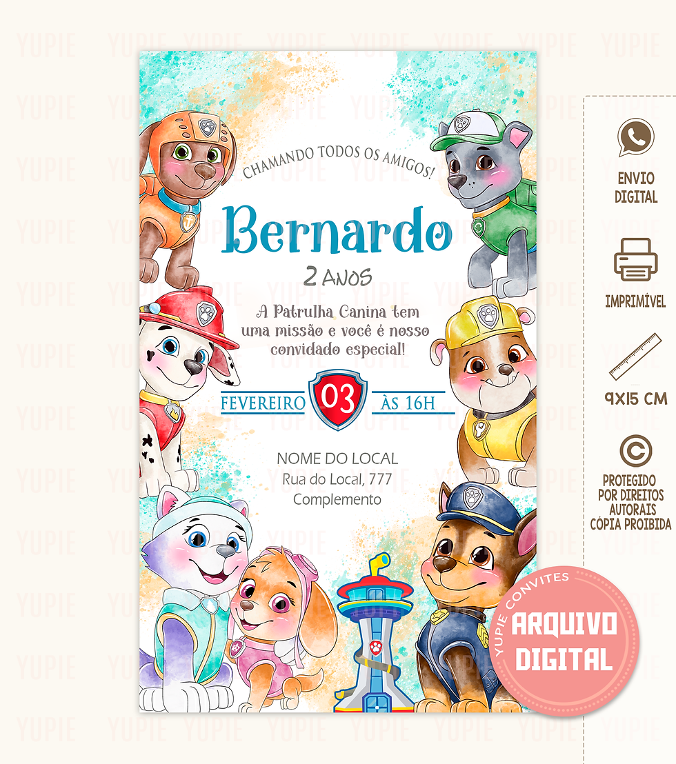 Convite Digital Patrulha Canina Brasão Pequeno