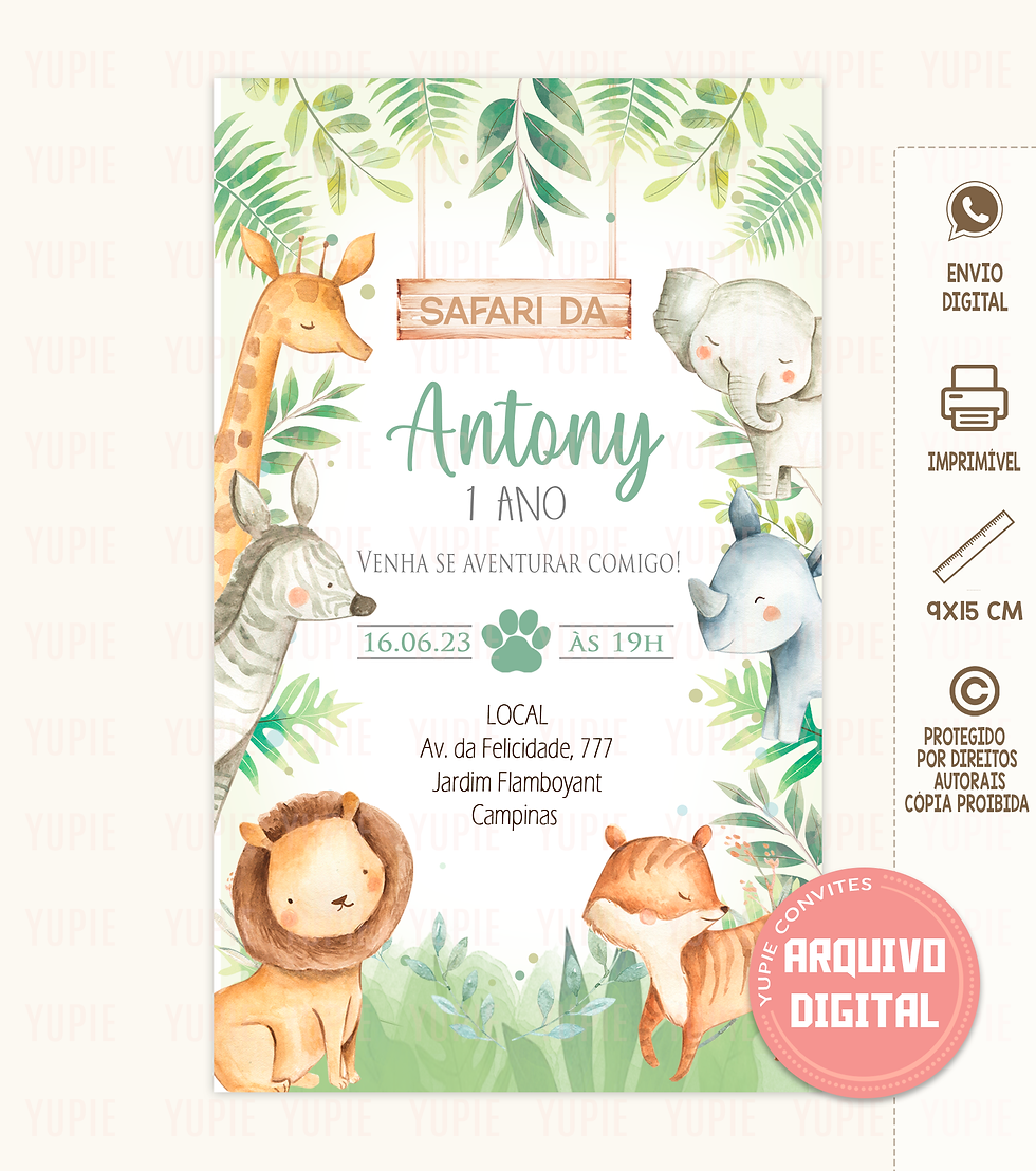 Convite Safari Aquarela 01
