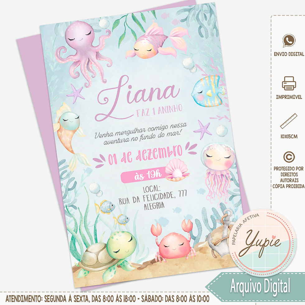 Convite Digital Fundo do Mar Aquarela 03