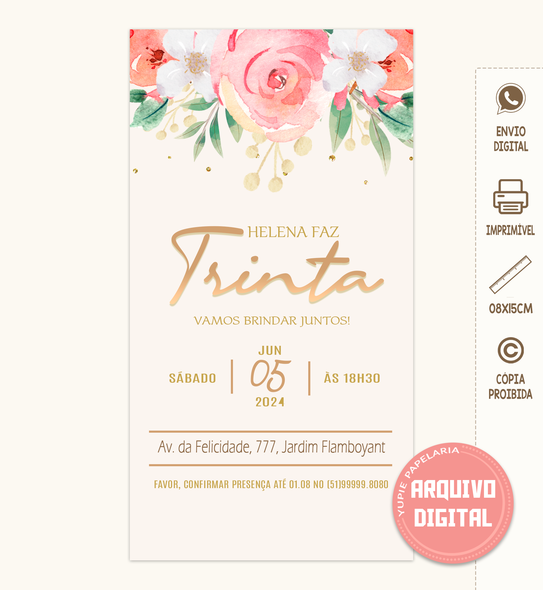 Convite Digital | Trinta Anos Floral