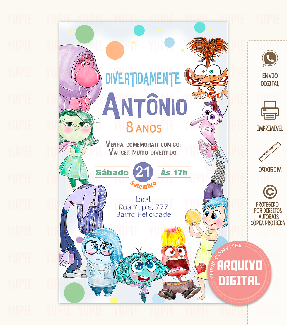 Convite Digital Divertidamente 2 Menino