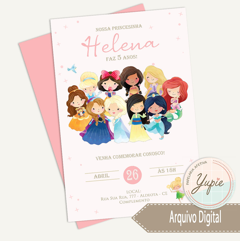 Convite Digital Princesas Aquarela 10