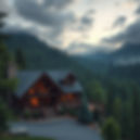 beautiful sprawling log home in the great smoky mountains in dark green summer.jpg