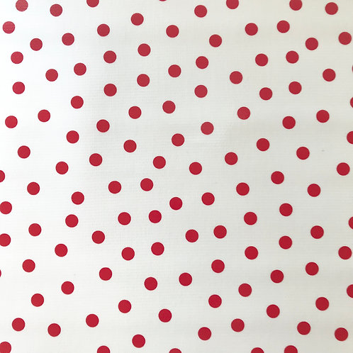 Toile Cirée en 120cm - POIS Rouge - 10cm