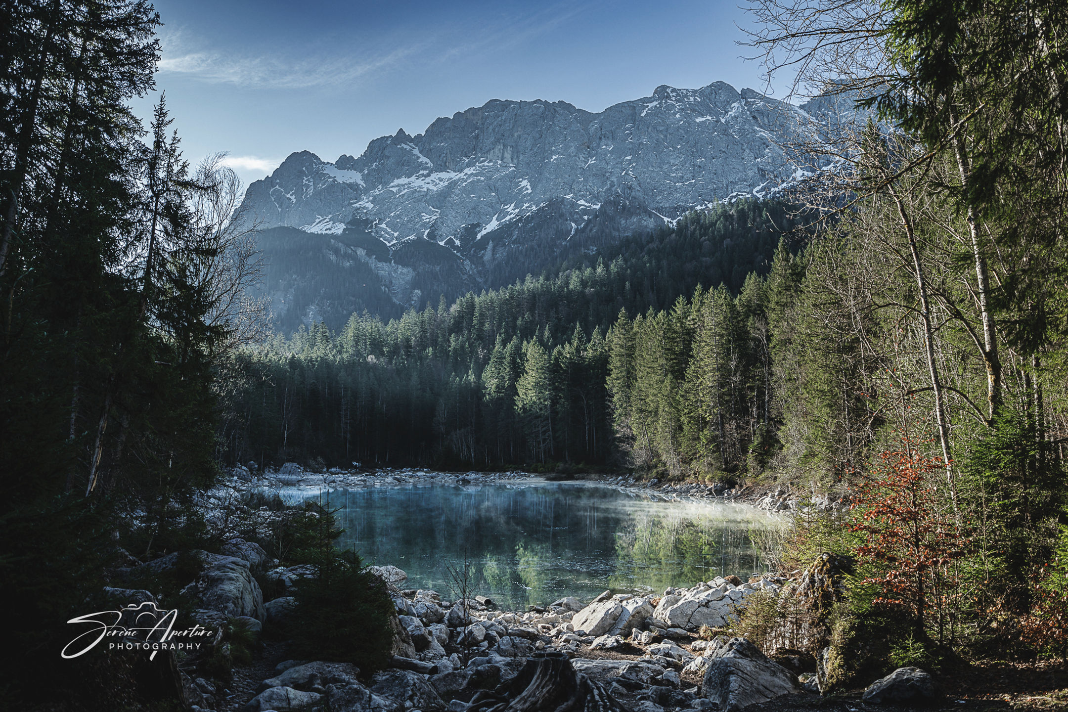 Hidden lake in the Alps. Fine art perfect for home, office, lobbies, and more for all to enjoy!