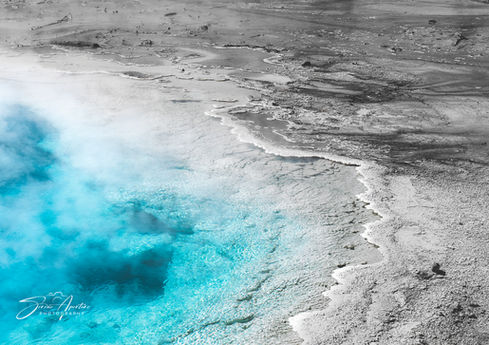 Fine art photography print of the edge of a sulfur pool in Yellowstone with rich color and detail perfect for home or office decor