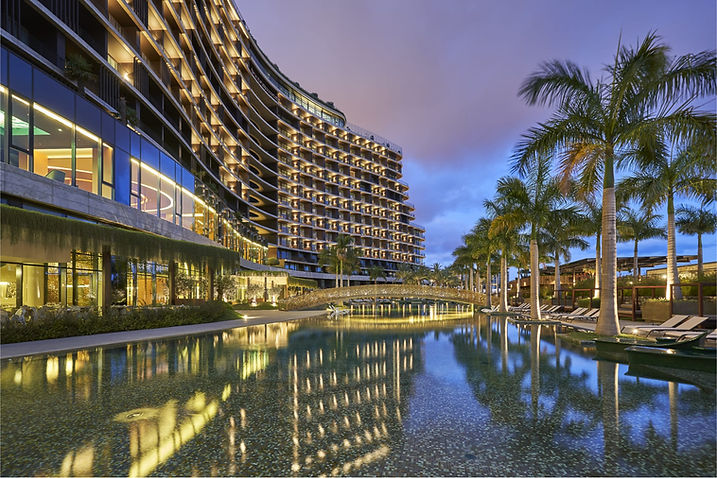 Night view of Savoy Palace pool area