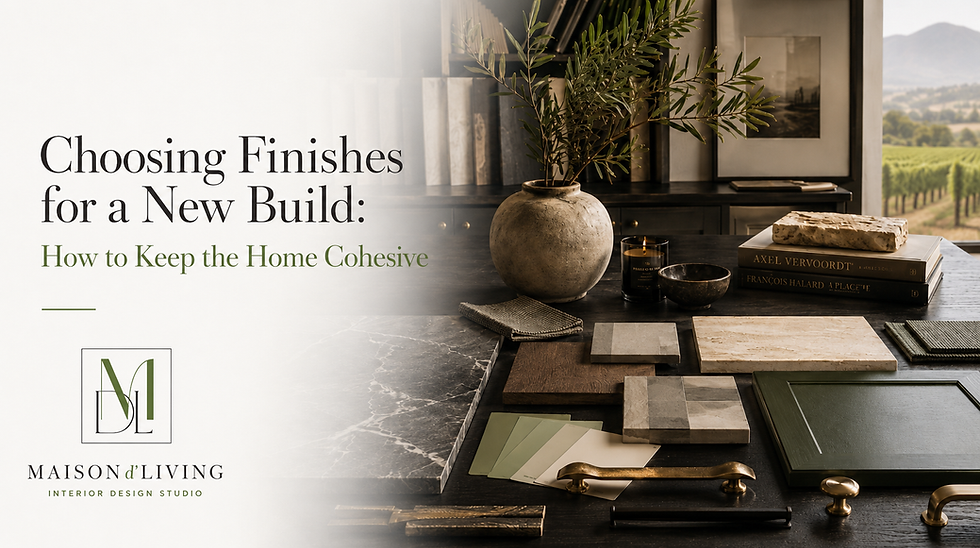 Multiple textiles and finishes for interior design laid out on a table