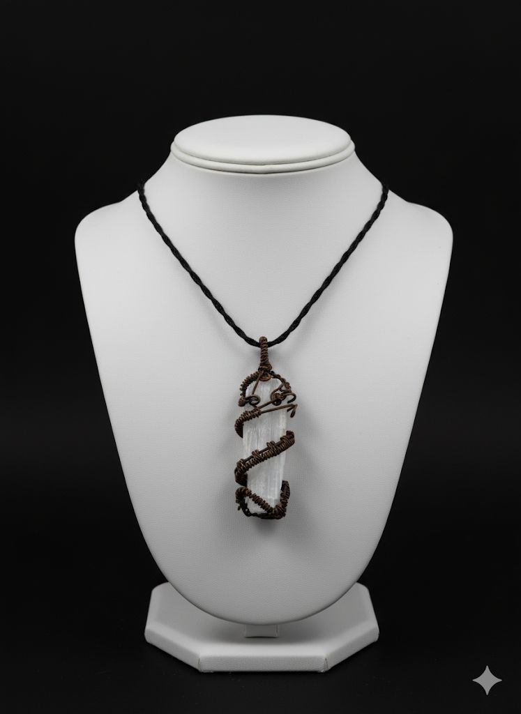 Colar de cristal de Selenita Branca