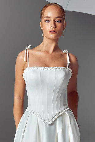 plain wedding dress, MWL bride, Surrey wedding dresses,  simple wedding dresses, bridal boutique, madi lane, made with love, dama, evie young, boho wedding dress, older bride, fitted wedding dress, a line wedding dress, lace wedding dress.