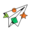 Dessin d'un avion en papier et des formes geometriques