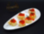 Skewers with Pancakes and Red Caviar