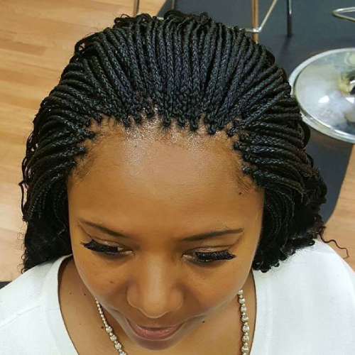 Woman with Micro Braids, hairstyle, closeup hair, and black braids EUNICE.
