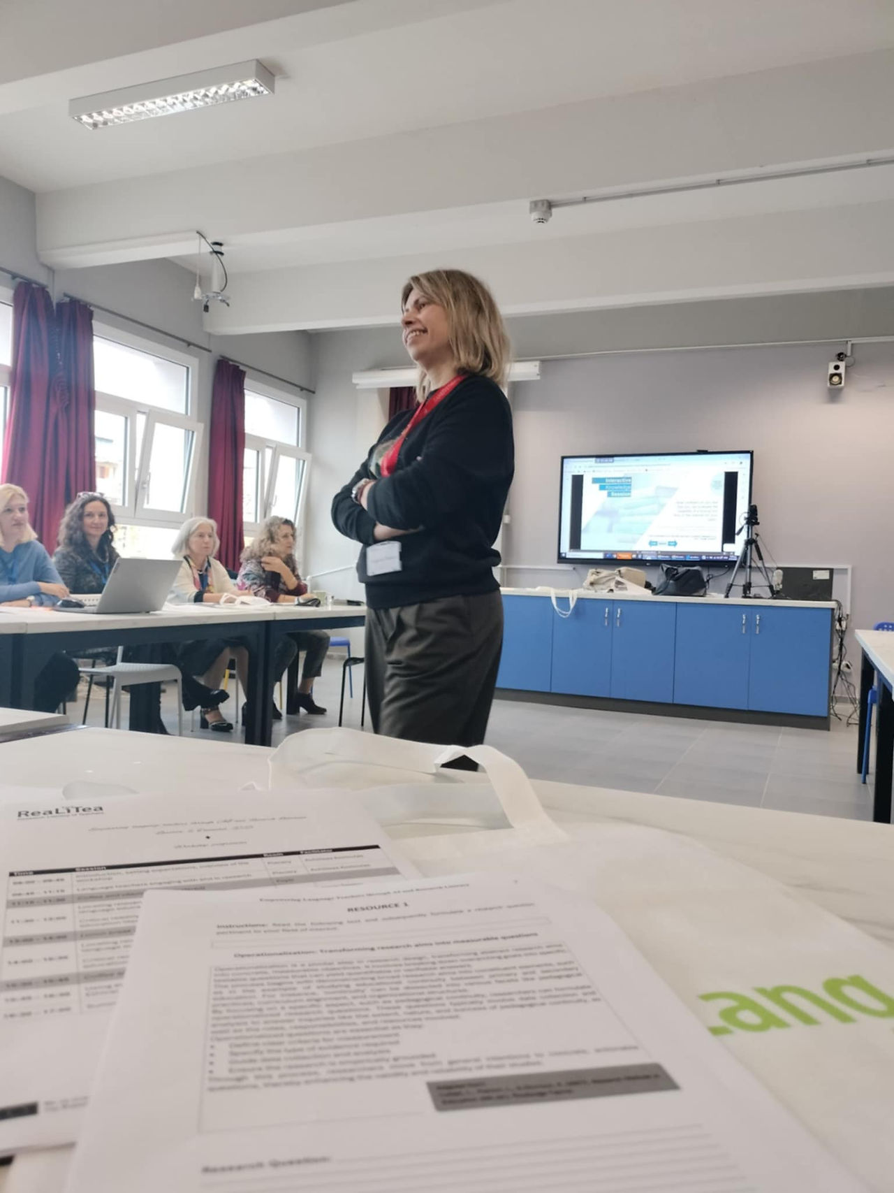 Evgenia Tassou working with teachers