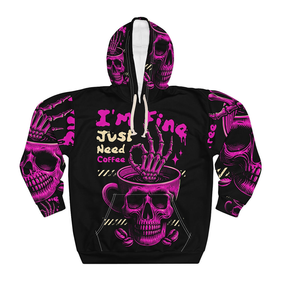 Thumbnail: Skull Coffee Unisex Pullover Hoodie – Perfect for Coffee Lovers