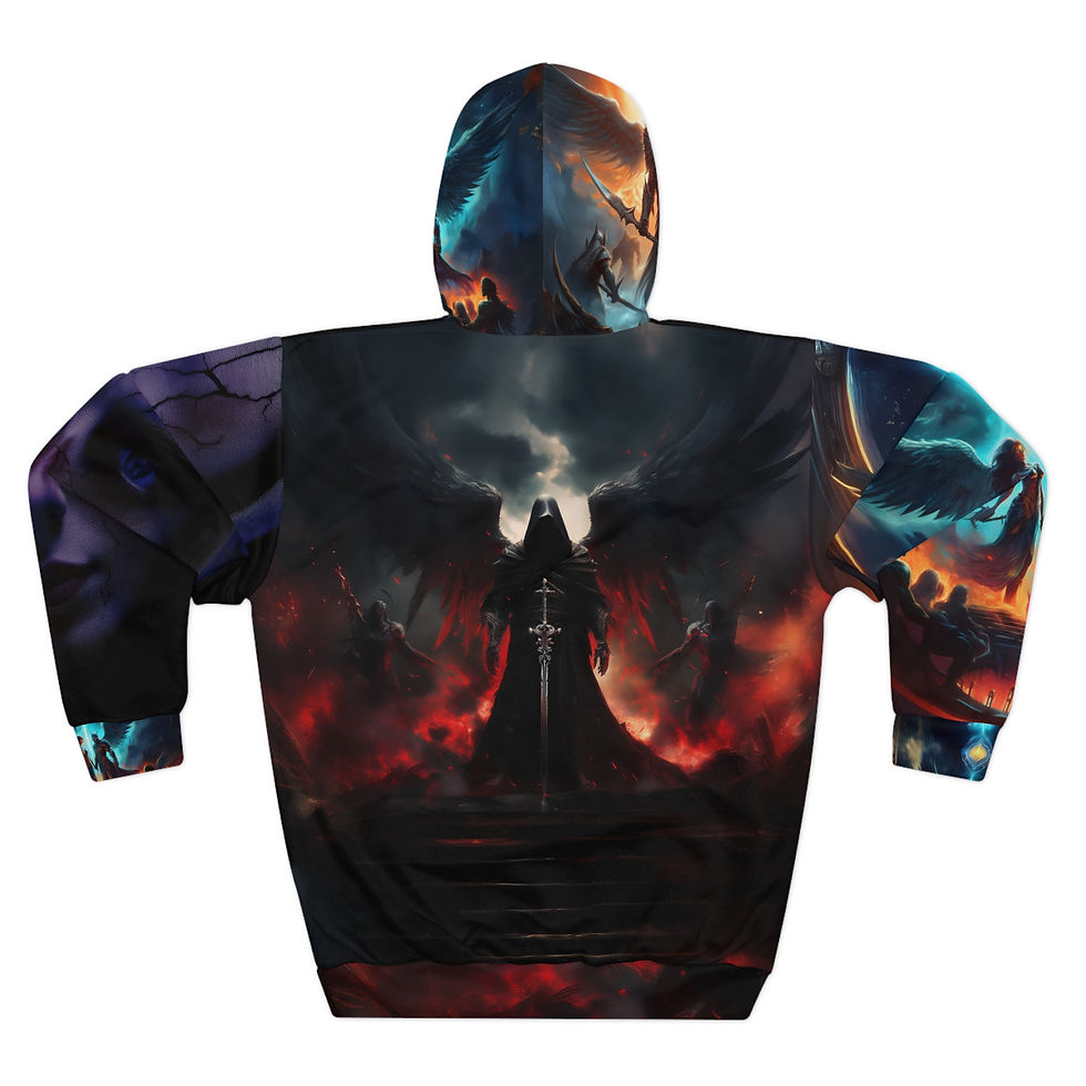 Thumbnail: Epic Fantasy Unisex Pullover Hoodie - Mythical Warrior Design