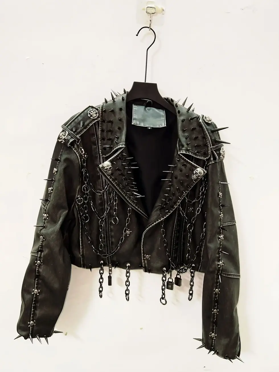 Thumbnail: Leather Vintage  Jacket Skull Jacket Gothic Leather Vintage Jacket Harajuku 